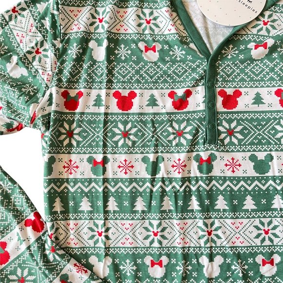 Little Sleepies Disney Pajama Top Mickey Fair Isle Size Medium Bamboo Viscose - Picture 8 of 9